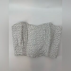 Berman Vintage Genuine Leather Bandeau Crop Top Pebble print gray